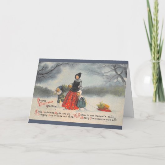 ヴィンテージたっぷりのクリスマスグリーティングカード シーズンカード (正面)