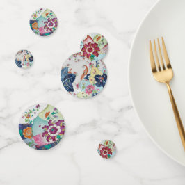 ヴィンテージたばこ葉の青い白いピンクの緑 コンフェッティ