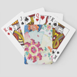 ヴィンテージたばこ葉の青い白ピンクの緑のフローラ トランプ