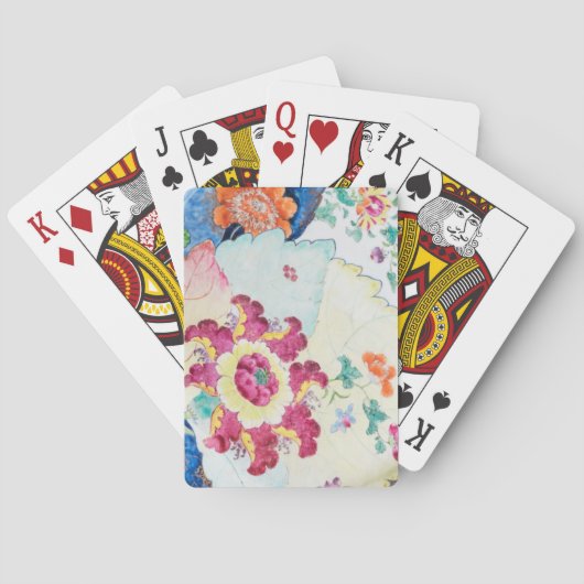 ヴィンテージたばこ葉の青い白ピンクの緑のフローラ トランプ (裏面)