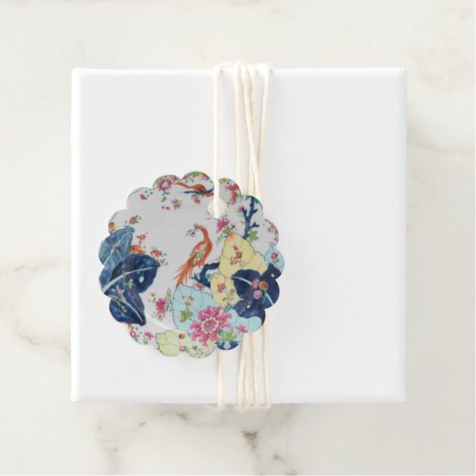 ヴィンテージたばこ葉ブルー&ホワイトw/ピンクギフトラベル フェイバータグ (インサイチュ)