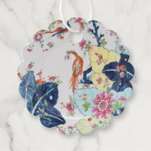 ヴィンテージたばこ葉ブルー&ホワイトw/ピンクギフトラベル フェイバータグ (正面)