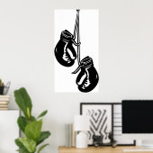 ヴィンテージつるのボクシング手袋レトロ戦闘機 ポスター (ホームオフィス)