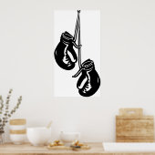 ヴィンテージつるのボクシング手袋レトロ戦闘機 ポスター (キッチン)