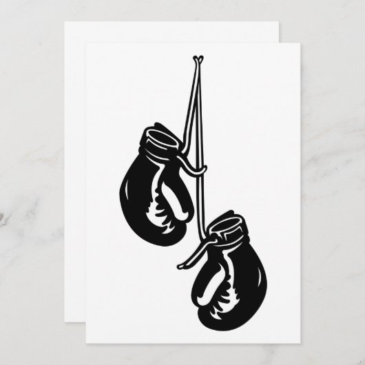 ヴィンテージつるのボクシング手袋レトロ戦闘機 招待状 (正面/裏面)