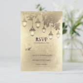 ヴィンテージつるのランプ結婚式RSVPカード 出欠カード (スタンド正面)