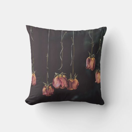 ヴィンテージつる乾燥バラ花装飾用クッション クッション (正面)