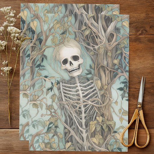 ヴィンテージつる植物とスケルトン 薄葉紙