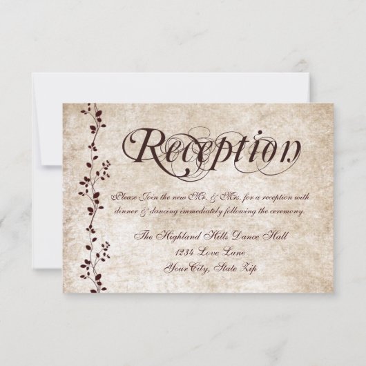 ヴィンテージつる植物エレガントウェディング披露宴カード 招待状 (裏面)