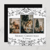 ヴィンテージつる植物ユニーク3フォトホリデーカード シーズンカード (正面/裏面)