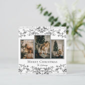 ヴィンテージつる植物ユニーク3フォトホリデーカード シーズンカード (スタンド正面)