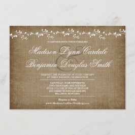 ヴィンテージつる植物動揺して素朴結婚式招待状 招待状