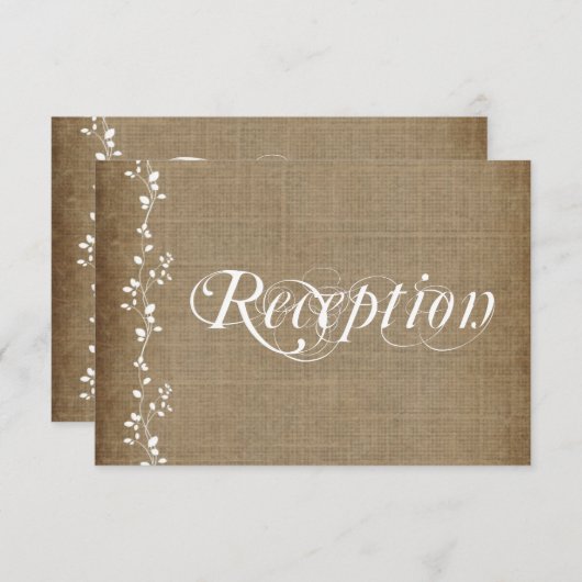 ヴィンテージつる植物素朴ウェディングレセプションカード エンクロージャーカード (正面/裏面)