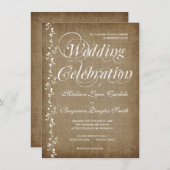 ヴィンテージつる植物素朴カントリーウェディング招待状 招待状 (正面/裏面)