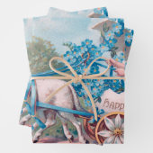 ヴィンテージでかわいい女の子，子羊のイースターエッグキャリッジ ラッピングペーパーシート (インサイチュ)