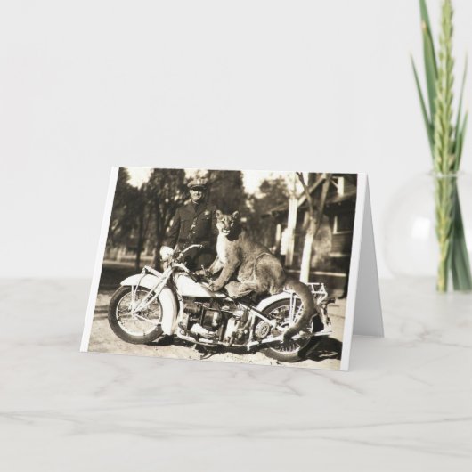 ヴィンテージでの警察官のオートバイ車の車内の写真 カード (正面)