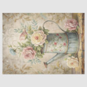 ヴィンテージでみすぼらしいピンク色のバラの花束金属缶 薄葉紙 (正面)