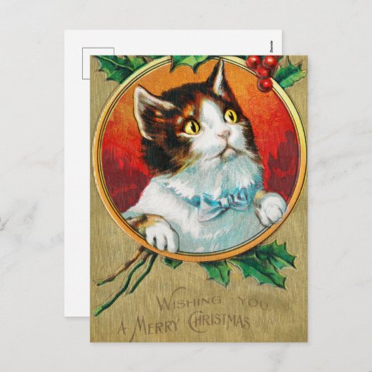 ヴィンテージでクリスマスに楽しみたい猫|過去記事 シーズンポストカード (正面/裏面)