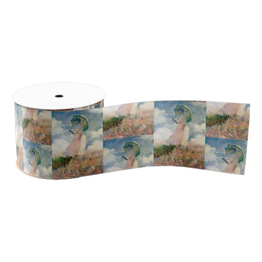 ヴィンテージでモネにパラソルを向離れけた人 グログランリボン (リール)