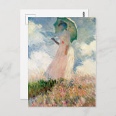 ヴィンテージでモネにパラソルを向離れけた人 ポストカード (正面/裏面)