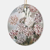ヴィンテージで変化するカーネーションの花と灰色の空 セラミックオーナメント (左)