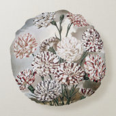 ヴィンテージで変化するカーネーションの花と灰色の空 ラウンドクッション (裏面)