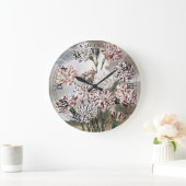 ヴィンテージで変化するカーネーションの花と灰色の空 ラージ壁時計 (ホーム)