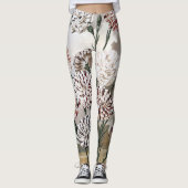 ヴィンテージで変化するカーネーションの花と灰色の空 レギンス (正面)