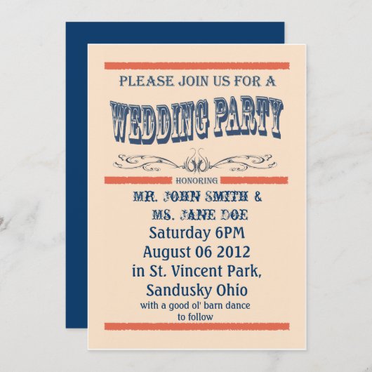 ヴィンテージで最も古い国の結婚式の招待状 招待状 (正面/裏面)