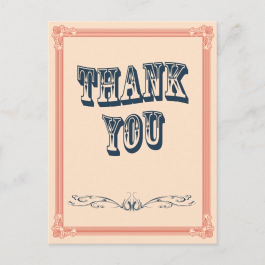ヴィンテージで最も古い国の結婚式サンキューカード ポストカード (正面)
