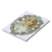 ヴィンテージで美しい花と弓を持つ少女 ノートパッド (回転)