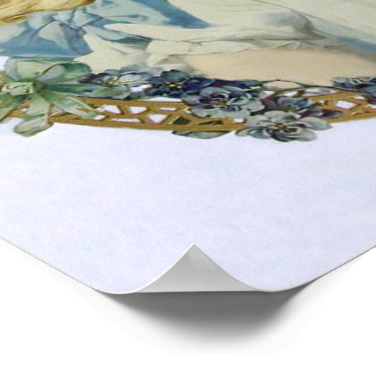 ヴィンテージで美しい花と弓を持つ少女 ポスター (角)