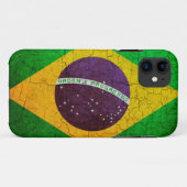ヴィンテージで背景に亀裂が生じたブラジル国旗 Case-Mate iPhoneケース (裏面(横))