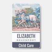 ヴィンテージで青いリボンファンシーを着た子羊 バッジ (Back)