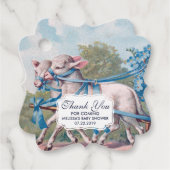 ヴィンテージで青いリボンファンシーを着た子羊 フェイバータグ (正面)