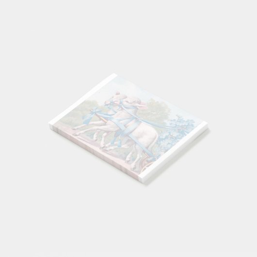 ヴィンテージで青いリボンファンシーを着た子羊 ポストイット (アングル)