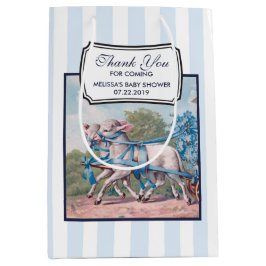 ヴィンテージで青いリボンファンシーを着た子羊 ミディアムペーパーバッグ