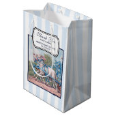 ヴィンテージで青いリボンファンシーを着た子羊 ミディアムペーパーバッグ (裏面アングル)