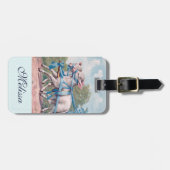 ヴィンテージで青いリボンファンシーを着た子羊 ラゲッジタグ (正面横)