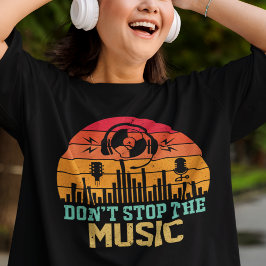 ヴィンテージで音楽ストップミュージシャンヘッドフォンを使用しない Tシャツ