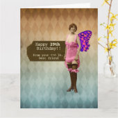 ヴィンテージとおもしろい29再誕生日カード カード (黄色い花)