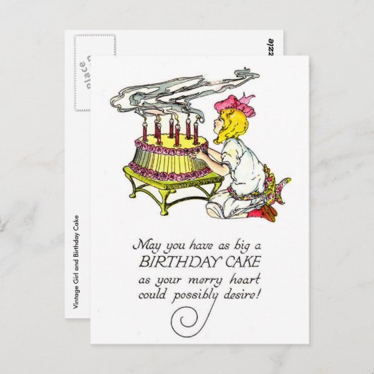 ヴィンテージとお誕生日ケーキ ポストカード (正面/裏面)