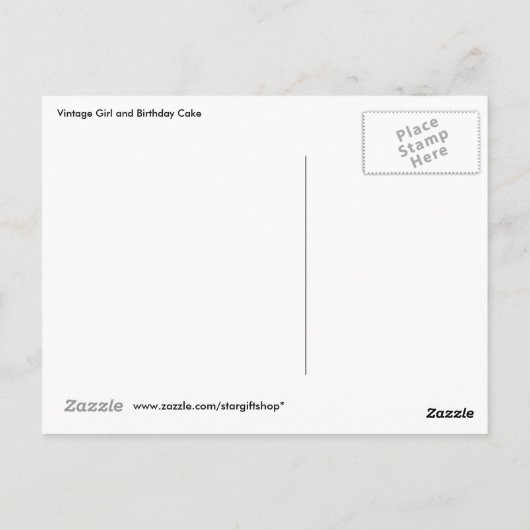 ヴィンテージとお誕生日ケーキ ポストカード (裏面)