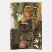 ヴィンテージとアヒルの家畜 キッチンタオル (縦)