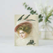 ヴィンテージとアンティークファッション、帽子、フラッパー ポストカード (スタンド正面)