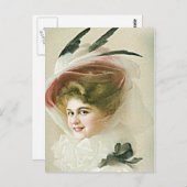 ヴィンテージとアンティークファッション、帽子、フラッパー ポストカード (正面/裏面)