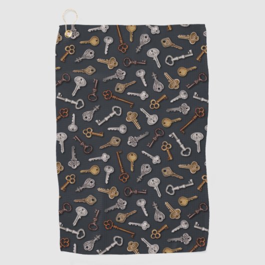 ヴィンテージとアンティーク鍵 ゴルフタオル (正面)
