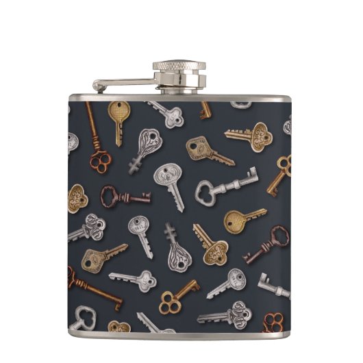 ヴィンテージとアンティーク鍵 フラスク (正面)