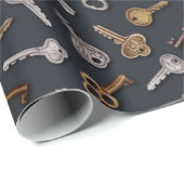 ヴィンテージとアンティーク鍵 ラッピングペーパー (ロールコーナー)