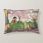 ヴィンテージとイースターの卵狩りの子ども アクセントクッション (正面)